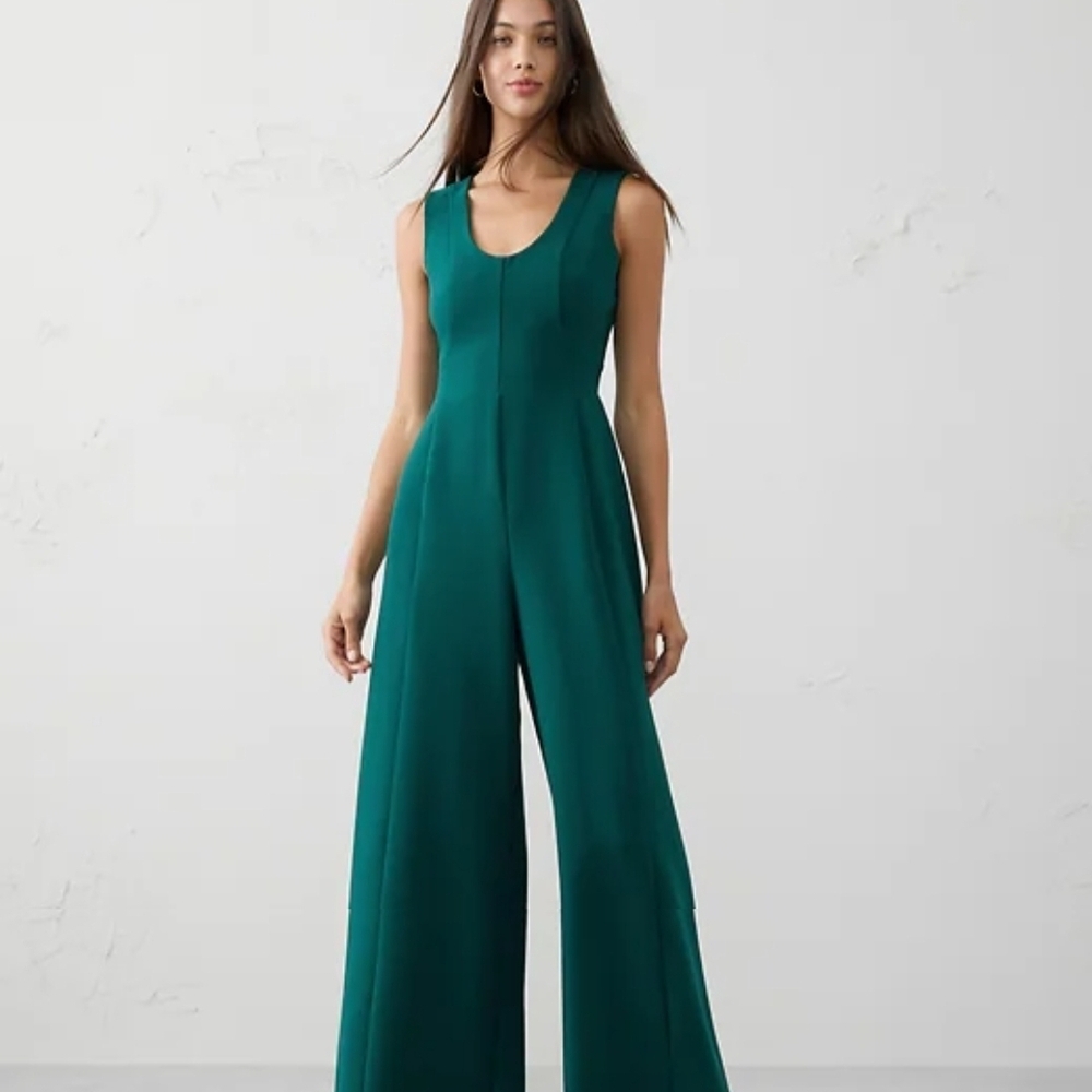 Banana Republic Factory Teal Sleeveless Jumpsuit